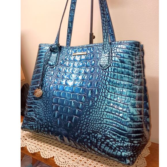 HTF Brahmin Original "VERDIGRIS" Melbourne medium Julian - Picture 1 of 16